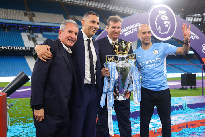 Pep Guardiola, Khaldoon Al Mubarak, Ferran Soriano, Aitor Txiki Begiristain