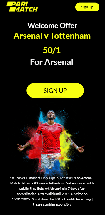 Ưu đãi Parimatch Arsenal vs Tottenham